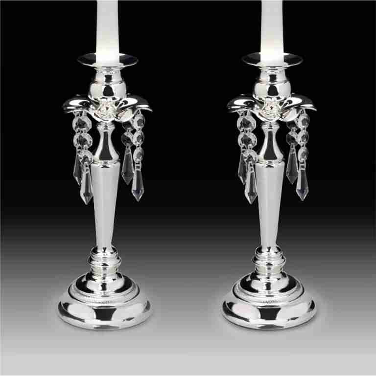 Whitehill Silverplated Candlestick Set With Crystal drops